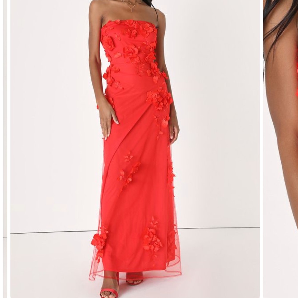 Lulus Red Formal Floral Maxi Dress